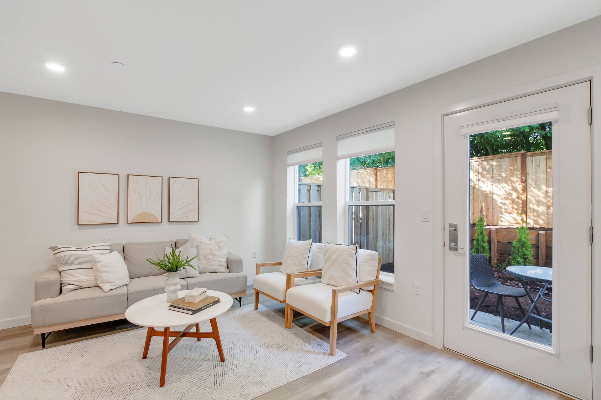 Living area with glass patio door