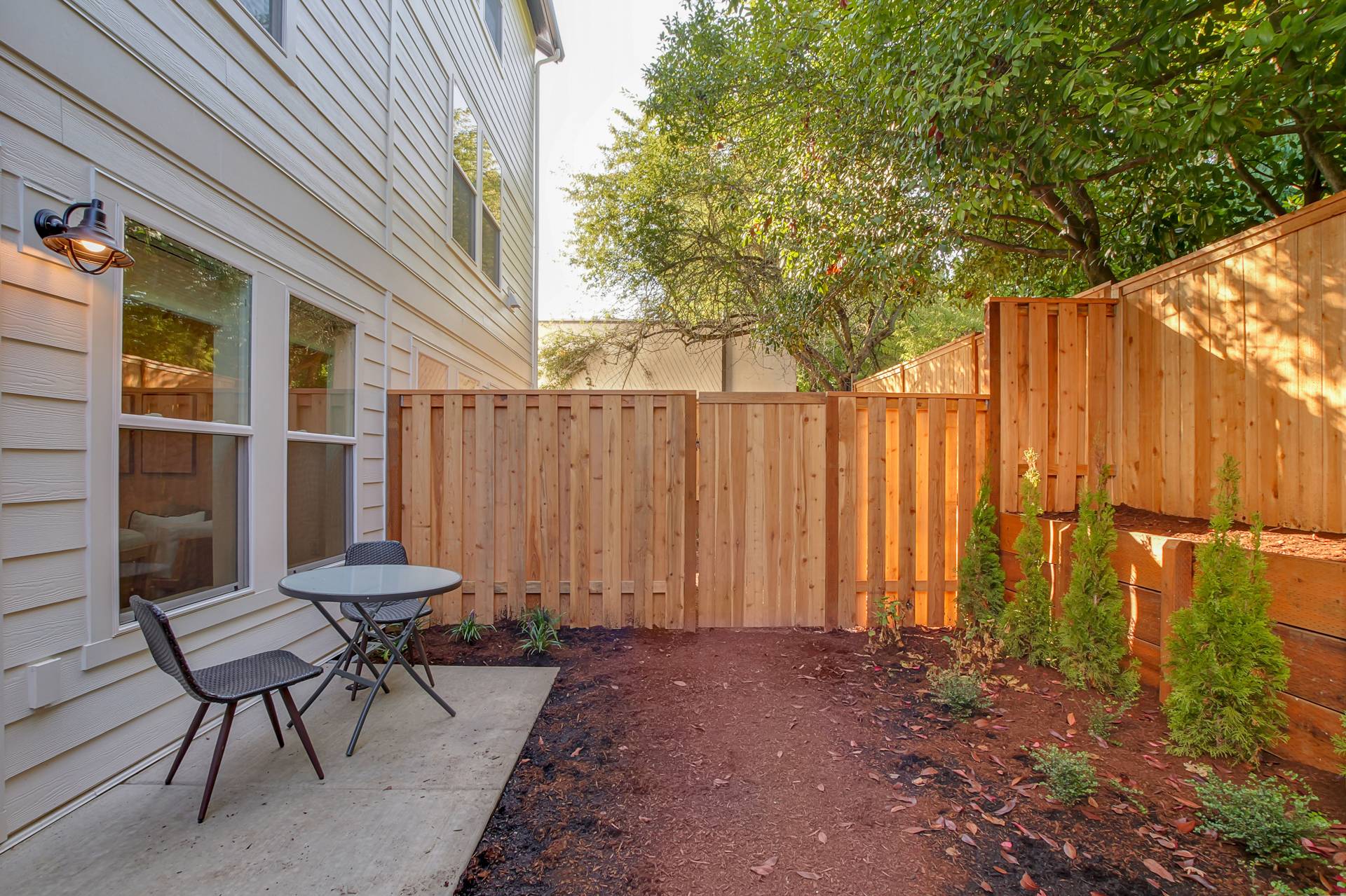 Landscaped yard and patio